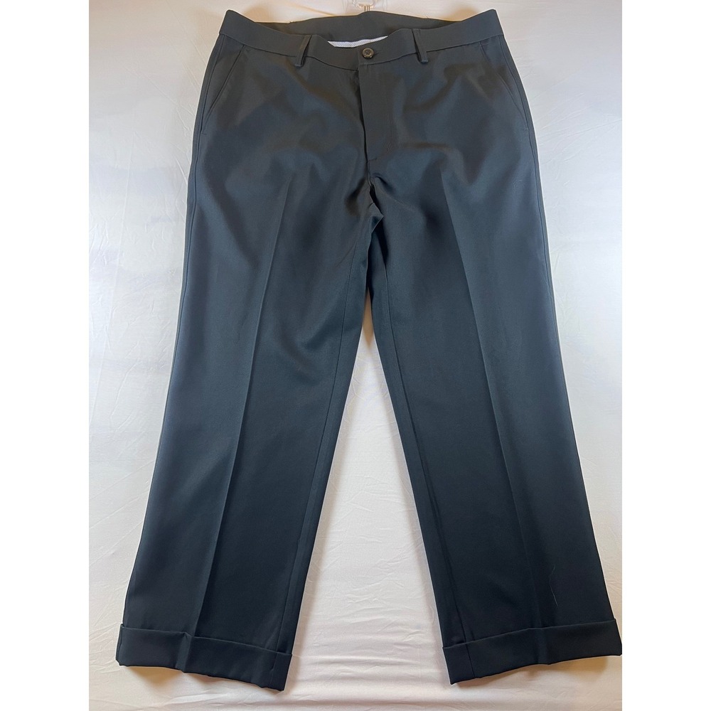 Tommy Hilfiger Mens Dress Pants Straight Fit Cuffed Black 34x32